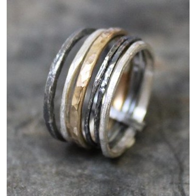 Sieraden Ringen Banden 6mm zilver gehamerde wolfraamcarbide trouwring 